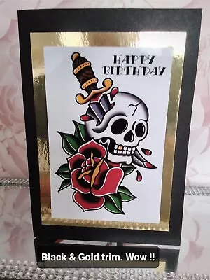 Sailor Jerry Style Tattoo Luxury Birthday Card. • £3.95