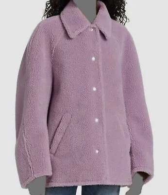 $697 A.L.C. Women's Purple Lincoln Oversized Shearling Teddy Coat Jacket Size M • $222.78