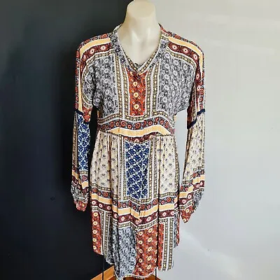 Women's Size 12 'TIGERLILY' Gorgeous Multicoloured Bohemian Rayon Dress - EUC • $55