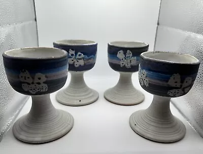 4 Bennett Welsh MCM Vintage Pacific Stoneware Pottery Goblet Cup 1972 Signed • $30