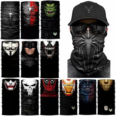 Super Hero Villain Face Mask Cover Multi Function Tube Scarf Snood Superhero Hat • £5.95