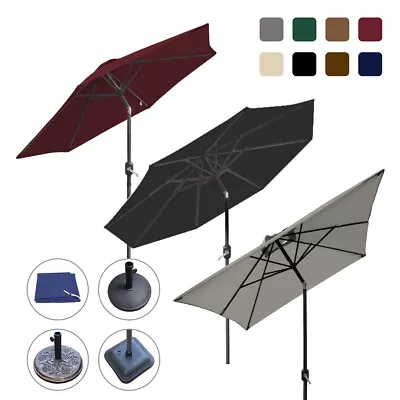 Round Rectangle Outdooor Garden Parasol Umbrella Crank Tilt Base Cover Fabric • £48.99