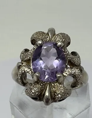 Vintage Designer Kabana Sterling Silver Amethyst Ring - Sz 9 • $29.99