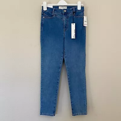 Anne Klein Size 6 Jeans High Rise Skinny Yoke Blue Stretch 26  Inseam New • $22.50