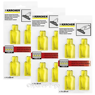 KARCHER Window Vac WV Glass Cleaner Concentrate 12 X 20ml Capsules Sachets 3 Pk • £25.91