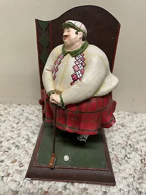 Vintage Antique Scottish Golfer Bookend Wooden Statue For Bookshelf • $16.97