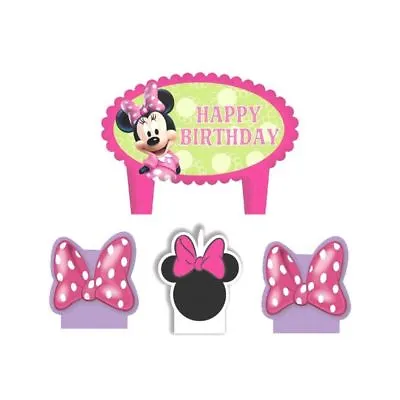 Minnie Mouse Birthday Party Supplies~Molded Cake Candle Set-4pc • $3.99