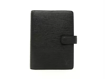 Louis Vuitton Authentic Epi Leather Black Agenda Fonctionnel MM Diary Cover Auth • $227