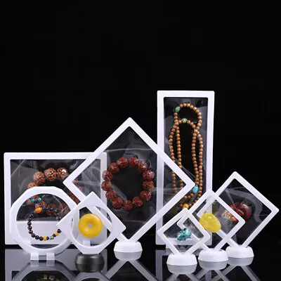 3D Floating Display Frame Picture Coins Jewelry Pendant Case Holder With Stand • £6.70