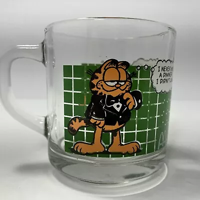 Garfield McDonalds Anchor Hocking Coffee Mug Green Tile Grid VTG USA Made • $9.99