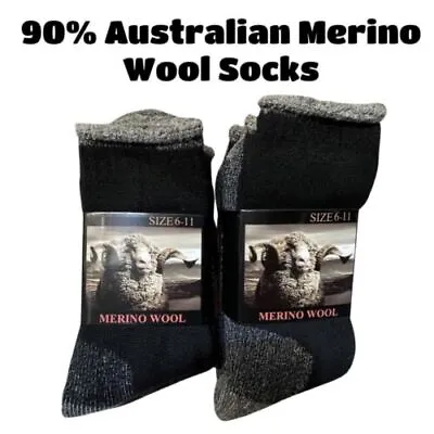 Heated Crew Socks Thick Wool Blend Warm Winter Thermal Heavy Duty Work Sock • $48