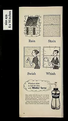 1956 Windex Spray Rain Stain Swish Whish Cleaning Vintage Print Ad 8817 • $4.98