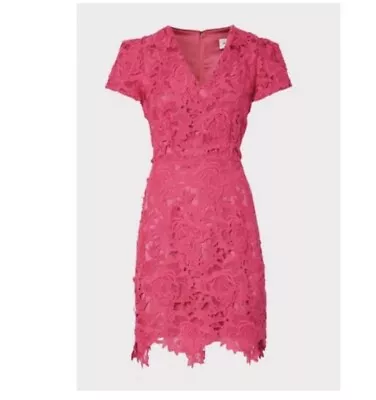 Milly Atalie 3D Floral Lace Dress In Pink. NWT. Size 0. Retail- $450 • $250