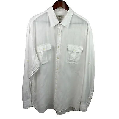 J. Crew Men’s Sz XL White Sheer 100% Linen Button Long Sleeve Shirt Preppy Cool • $24.99