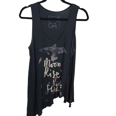 Free People We The Free Womens XS Black Moon Rise Asymmetric Hem Tank Top • $19.99