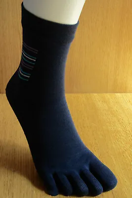 Five Finger Toe Socks Navy Blue Stripes [D12B] • £4.99