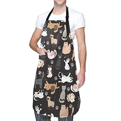 Funny Pets Cats Apron With 2 Pockets And Adjustable Neck Waterproof Cooking Kitc • $20.23