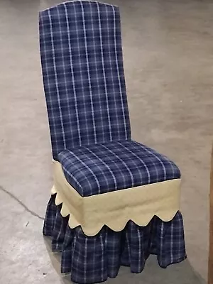 Vintage High Back Yellow Skirt Blue Plaid Ugly Chair Light Weight Narrow Slipper • $549.95