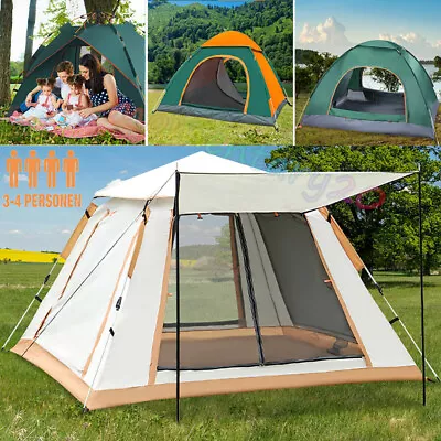 3-4 Man Full-Automatic Instant Pop Up Camping Tent Family Outdoor Hiking.Shelter • £23.99