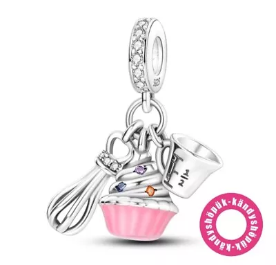 Cupcake Whisker Measuring Cup Charm Bead For Bracelet S925 Sterling Silver • £9.99