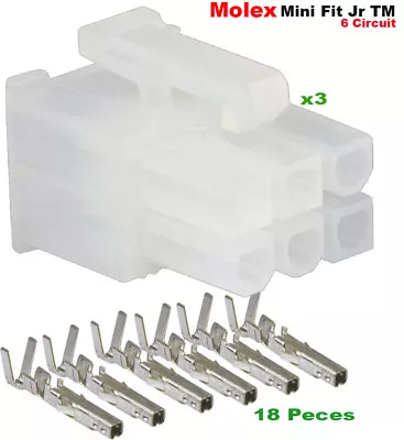 3x Molex - (6 Circuit)  Receptacle W/ Female Terminals- 18-24 AWG Mini-Fit Jr™ • $8.18