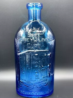 Vintage Frank's Safe Kidney And Liver Cure Cobalt Blue Bottle 9” • $9.99