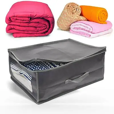£3.95 • Buy Duvet Storage Bag Under Bed Grey Breathable Material Organiser Bedding Clothing