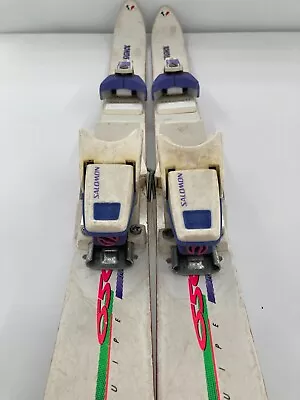 Rossignol Junior Kids Skis 35in 88 Cm Retro Colors Salomon 57 Bindings France • $99.99