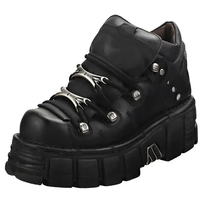New Rock M106n-s6 Unisex Black Platform Shoes - 7 UK • £179.49
