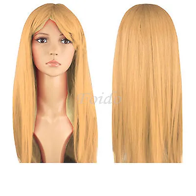 Womens 18” Full Long Fancy Dress Wigs Straight Cosplay Costume Ladies Wig Party • £6.95