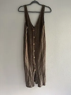 $24.90 • Buy Zara Brown Long Rustic Striped Knitted Sweater Dress Boho Size S