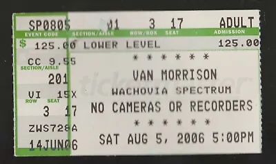 August 5 2006 Van Morrison Ticket Stub Wachovia Spectrum Philadelphia Pa • $9.99
