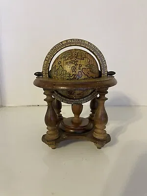 Vintage Miniature Wooden World Globe Zodiac Signs Made In Italy • $30