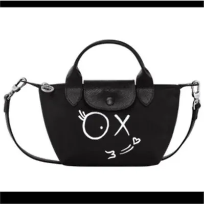 Longchamp X Andre Saraiva Collaboration Le Pliage Tote Bag Black Size XS Unused • $314.50