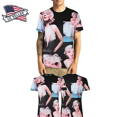 Mens Graphic Print Marilyn Monroe Blonde Bombshell Short Casual T Shirt • $18.99