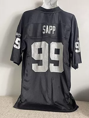 Warren Sapp Oakland Raiders Nfl Reebok Authentic Jersey Adult Sz L • $29.99