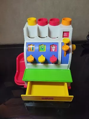 FISHER PRICE Cash Register Vintage 1994 With 4 Coins. TESTED TOY • $22