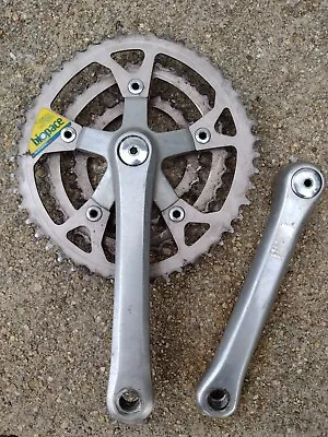 Vintage Shimano FC-B124 Bio Pace Triple Crankset 48/38/28 175mm Silver  • $54.99