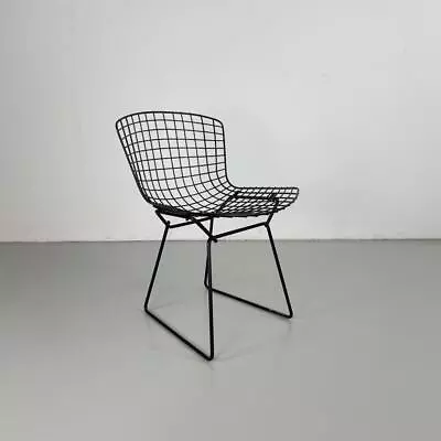 Vintage Harry Bertoia Black Powder Coated Side Dining Chair Midcentury #4215 • $466.26