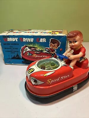 Vintage 1950's Speed Star Happy Drive Car - Tin Litho Toy - T-N Nomura -  Japan • $129.99