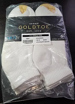 GoldToe Sport Cotton Quarter 6 Pack Ankle Socks White MEN Size 10-13 NEW  656P • $10.99