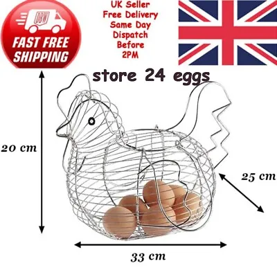 St@llion 24Egg Storage Box EGG HOLDER STAND Rack Chrome Wire Chicken Hen Kitchen • £12.98