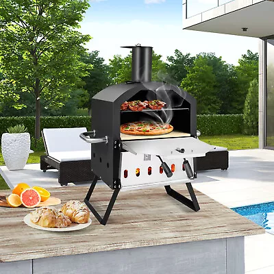 Portable Pizza Oven Multi-Fuel Outdoor Pizza Maker 2-Tier Wood Fired Pizza Stove • $139.50