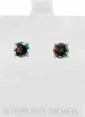 LAB CREATED 1.86 Cts MYSTIC TOPAZ STUD EARRINGS .925 SILVER - New With Tag • $0.99