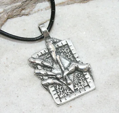 BOOK INVERTED CROSS CLAW Pewter Pendant Leather Cord • £3.84