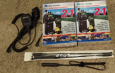 Pair Of Midland 75-822 40 Channel CB Radios With Collar Mics & Extra Antennas • $200