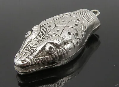 WHITING & DAVIS 925 Silver - Vintage Shiny Hollow Snake's Head Pendant - PT12079 • $99.96