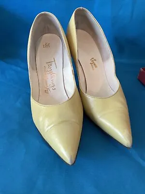Vintage Troylings By Seymour’s Troy Pump Women’s 7B Yellow Slip On 50’s Heel • $49.77