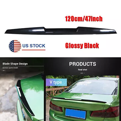 47  Glossy Black Car Rear Trunk Roof Spoiler Tail Blade Wing Lip Free Perforated • $34.05