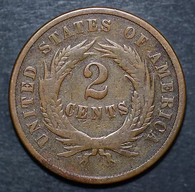 1869 Union Shield 2 Cent 23mm Bronze Coin FREE SHIPPING • $5.50